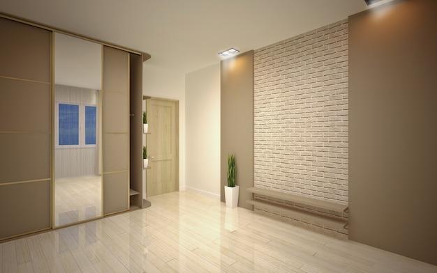  Дизайн длинного узкого коридора с подсветкой и многоуровневым освещением в квартире